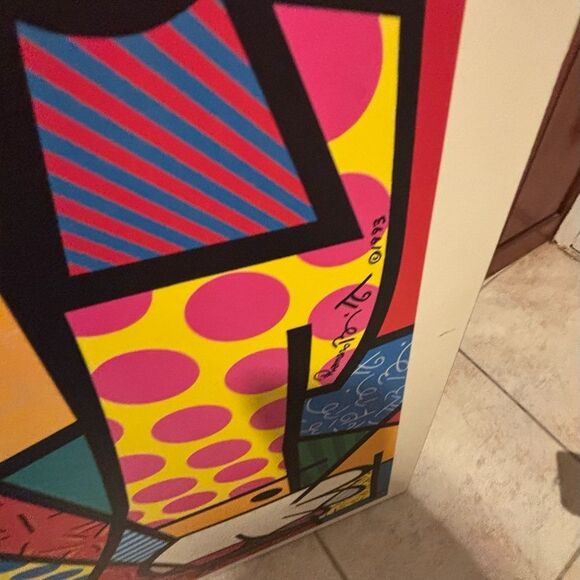 romero britto picture art frame long photo limited edition signed the hug 1993 - Picture 7 of 10